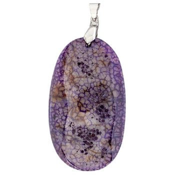55x32mm Dyed Purple Agate Oval Pendant with Silver Plate Bail