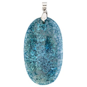 55x32mm Dyed Turquoise Agate Oval Pendant with Silver Plate Bail