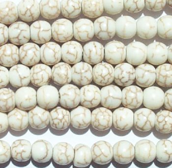 16 inch strand of 6mm Round Cream Howlite Beads