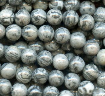 16 inch strand of 6mm Round Silver Crazy Lace Agate Beads