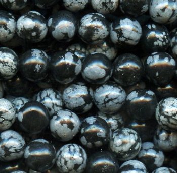16 inch strand 6mm Round Snowflake Obsidian Beads