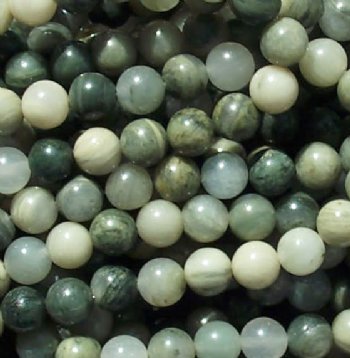 16 inch strand 6mm Round Green Line Jasper Beads