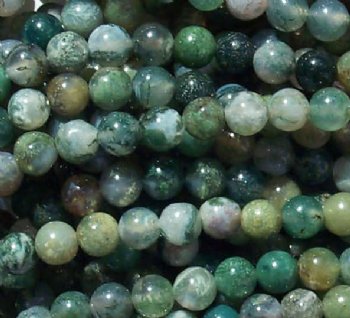 16 inch strand of 6mm Round Moss Agate Beads