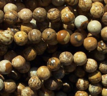16 inch Strand of 6mm Round Picture Jasper Beads
