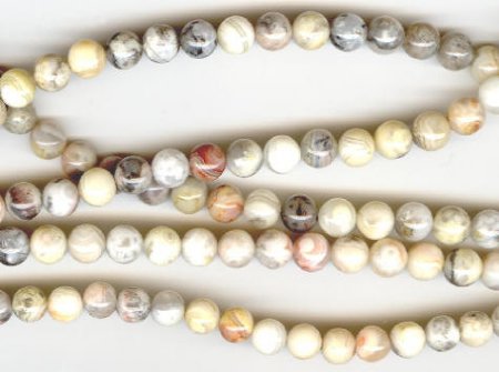 16 inch strand of 6mm Round Crazy Lace Agate