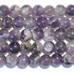 15 inch Strand 6mm Round Dog Teeth Amethyst Beads