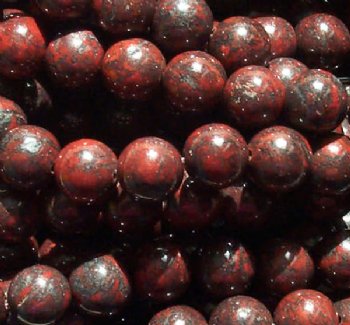 16 inch strand of 8mm Round Dark Breciated Jasper Beads