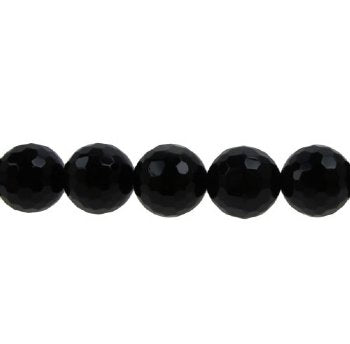 16 inch strand of 8mm Faceted Round Black Onyx Beads
