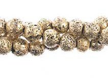 8 Inch Strand of 8mm Round Light Gold Lava Stone Beads