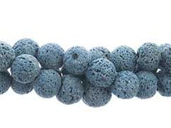 8 Inch Strand of 8mm Round Royal Azure Lava Stone Beads