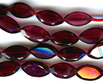 16 inch strand of 7x4mm Flat Faceted Marquis Cut Garnet Beads