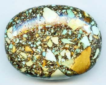 1 36x27x12mm Ancient Turquoise Flat Oval Bead