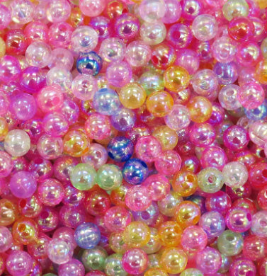 100 6mm Transparent Multi AB Mix Round Acrylic Beads