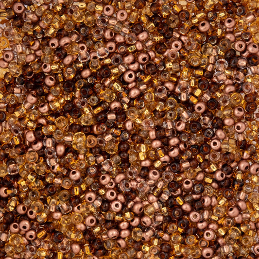 22 Gram Vial of 10/0 Czech Glass Seed Bead Mix - Copper Mix