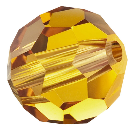 12, 8mm Faceted Round Topaz Preciosa Crystal Beads