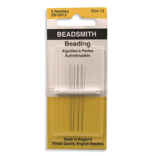 Pack of 4, #12 English Beading Needles