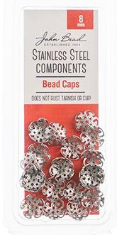 24, 8mm Stainless Steel Filigree Bead Caps