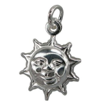 1, 11mm Sterling Silver Smiling Sun Charm Pendant