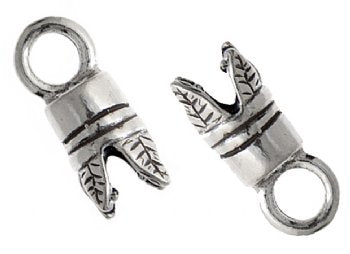 2, 11x4mm Bali Cord End with Leaves
