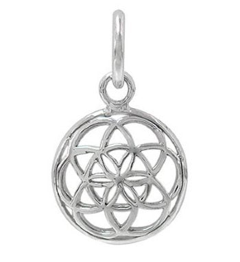1, 11x5mm Sterling Silver Single Flower Domed Charm Pendant