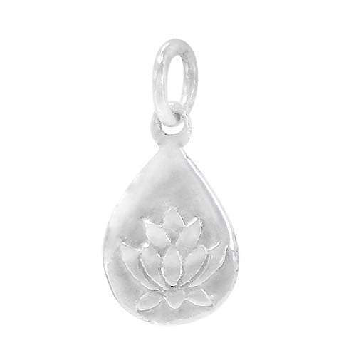 1, 11x8mm Sterling Silver Lotus Teardrop Charm Pendant