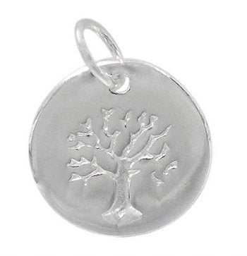 1, 12mm Sterling Silver Round Tree of Life Charm Pendant