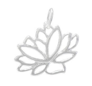 1, 13x16mm Open Sterling Silver Lotus Charm Pendant