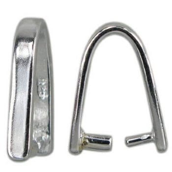 SS0051 1, 13x6mm Sterling Silver Plain Pinch Bail