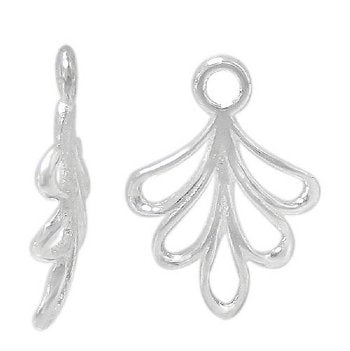 SS253 1, 13x9mm Sterling Silver Leaf Charm / Pendant