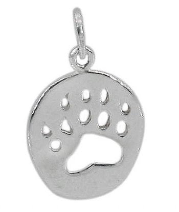 1, 14x12mm Sterling Silver Bear Paw Charm Pendant
