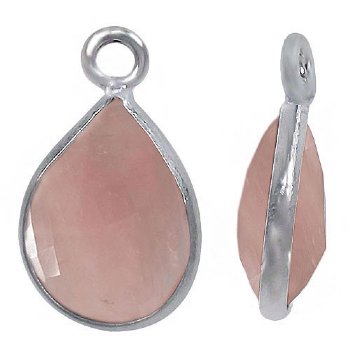 1, 14x8mm Faceted Rose Quartz and Sterling Silver Teardrop Pendant