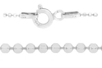18 inch 1.2mm Sterling Silver Diamond Cut Bead / Ball Chain