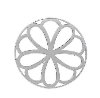 1, 18mm Sterling Silver Round Flat Flower Connector Link