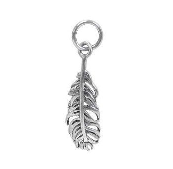 1 19x7mm Antiqued Sterling Silver Feather Charm Pendant with Ring