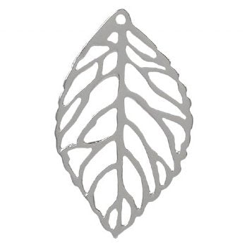 1 26x15mm Sterling Silver Open Leaf Charm Pendant