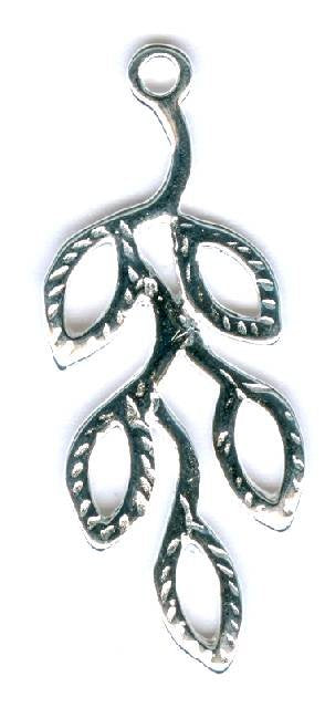 1 30x12mm Sterling Silver Leaf and Branch Pendant