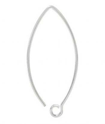 SS0240 1 Pair of 32x15mm Sterling Silver Marquis Ear Wires
