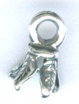 1 6x3mm Bali Sterling Cord End with Leaves