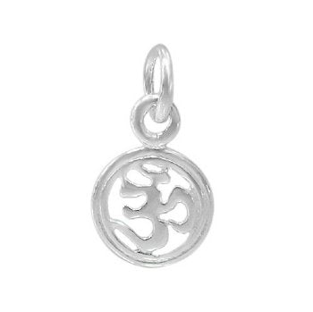 1, 8mm Sterling Silver Round Open Om Charm Pendant