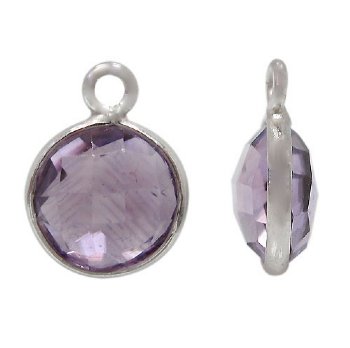1 9mm Faceted Amethyst and Sterling Silver Round Pendant