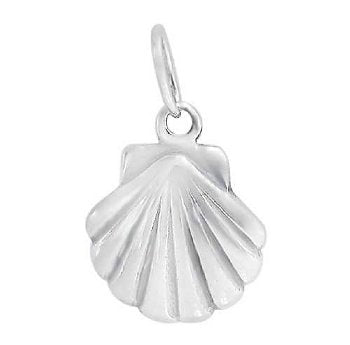 1, 9.5x9.5mm Sterling Silver Sea Shell Charm Pendant