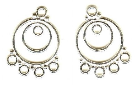 SS2521 1 pair of 26x18mm Bright Bali Round Chandelier Earrings