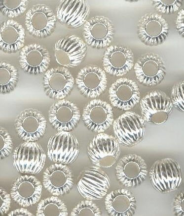 SS2453 1 6mm Round Pleated Sterling Silver Bead