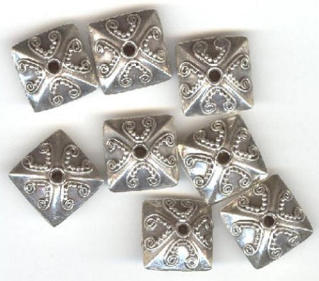 AS05  1 8x13mm Puffed Square Bali Bead