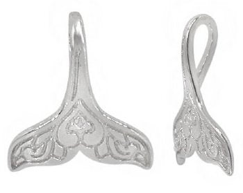 1 11x10mm Sterling Silver Whale Tail Charm Pendant