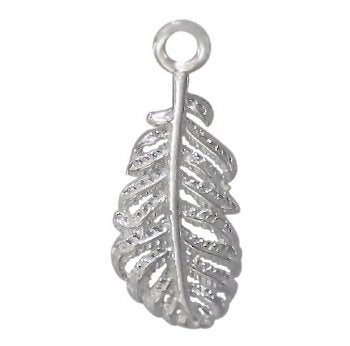 1 17x6mm Sterling Silver Feather Charm Pendant
