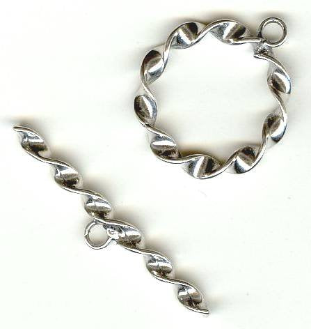 SS5010 18mm Sterling Silver Round Twisted Toggle