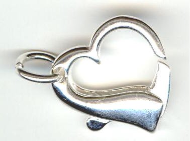 SS3072 1 20x21mm Sterling Silver Heart Clasp with 9mm Jump Ring