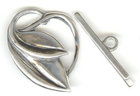 SS5003 1 30mm Sterling Silver Leaves Toggle