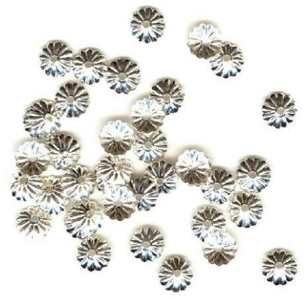 SS2502 10 7mm Pleated Bead Caps